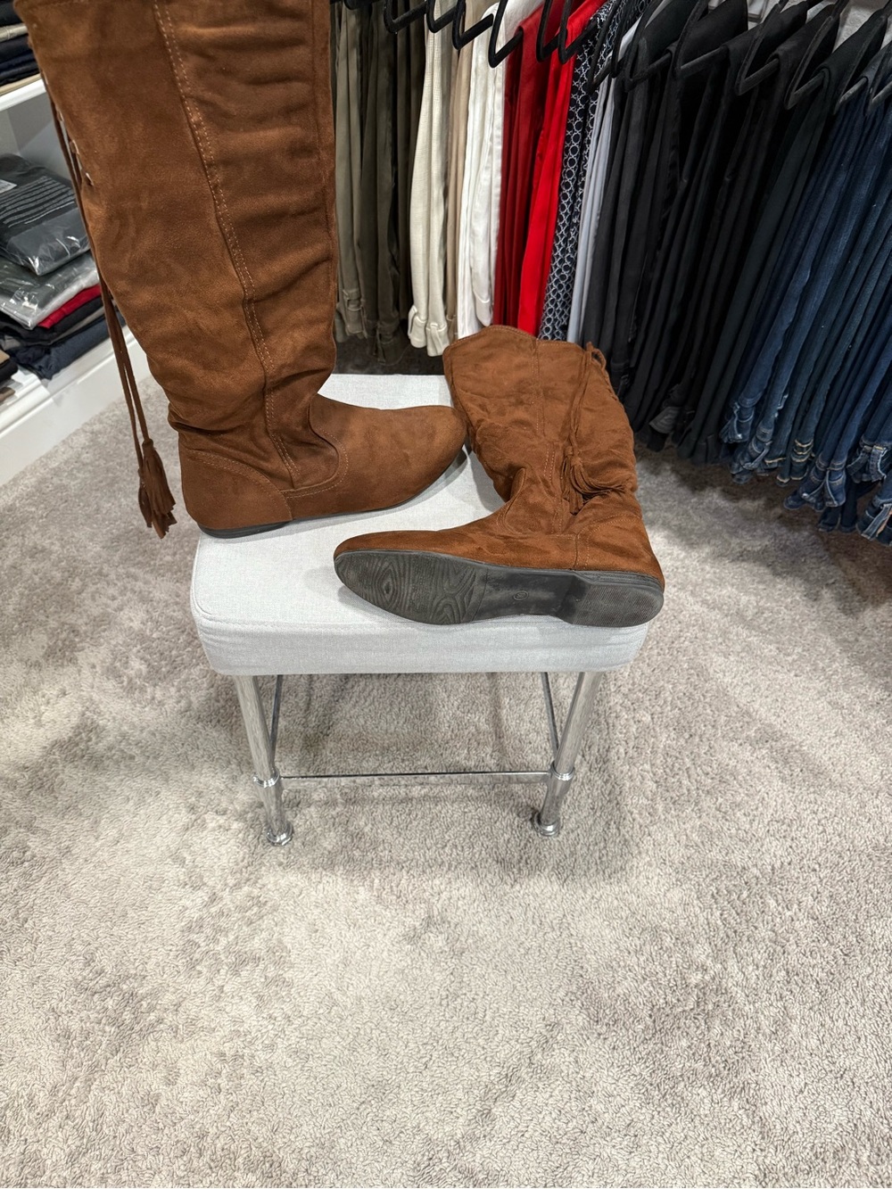 Men's Brown Suede Tall Boots - Classic Casual Style